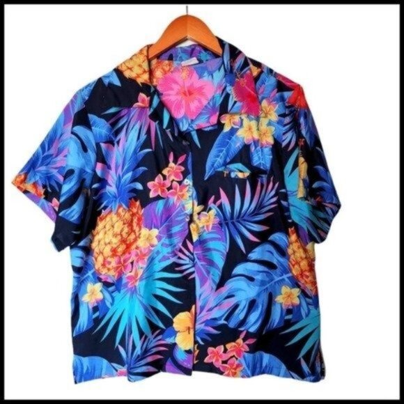 King Kameha Hawaiian Shirt Mens Short Sleeve‎ Front Pocket Floral XL Lightweight - Picture 1 of 8